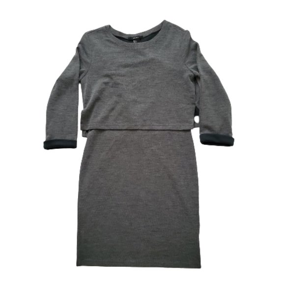 Forever 21 Women's Long Sleeve Cover-Up Style Bodycon Knit Gray Dress Size Small - Picture 2 of 13